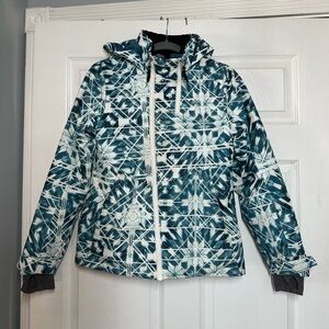 Obermeyer Taja Teen Ski Snowboard Jacket Abstract Print Hooded L 14-16